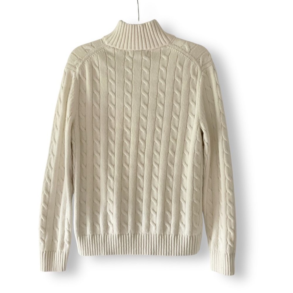 Banana Republic Factory Mens Cable Knit Sweater Sz M 1/4 Zip Wool Blend Neutral - Picture 6 of 11